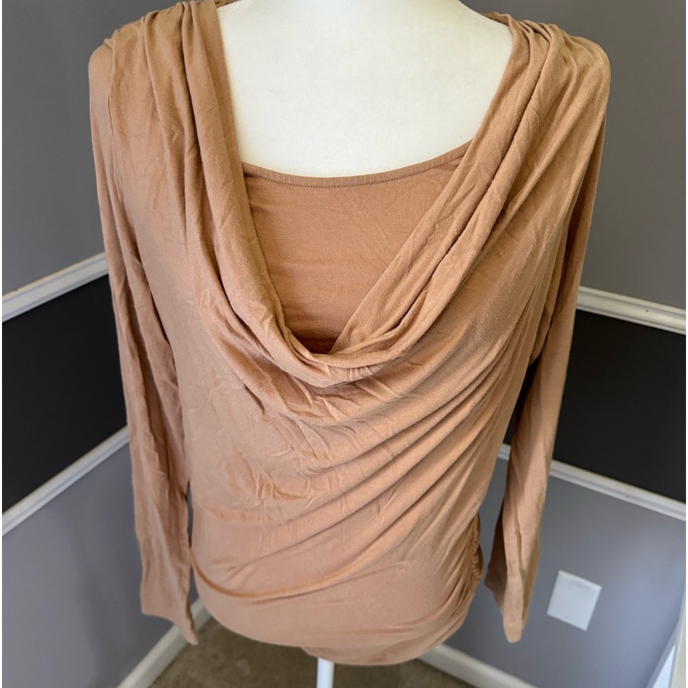Camel CAbi Drape Neck Top